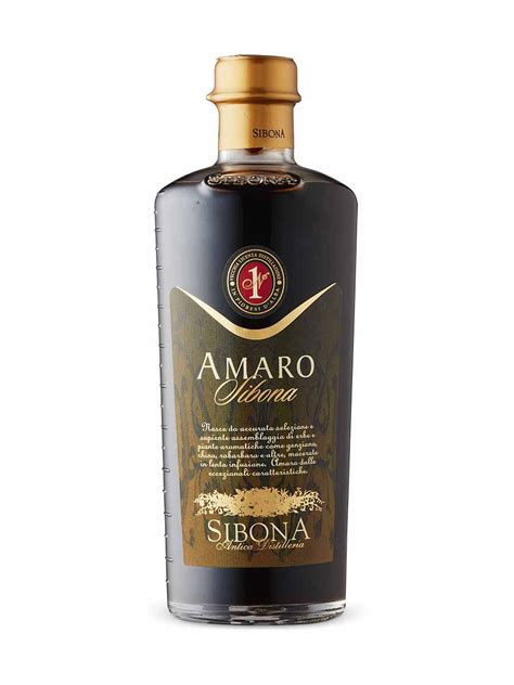 Dark bottle of Amaro Sibona with a gold label and gold capsule from Distilleria Sibona in Piobesi d'Alba, Piedmont