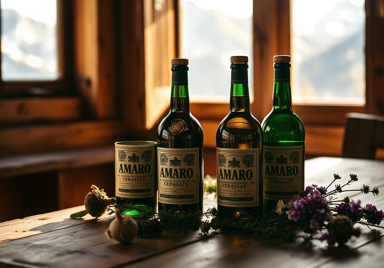 Alpine & Herbal category of Italian amaro — cool-climate amari built around gentian root, mountain wildflowers, juniper, and pine.