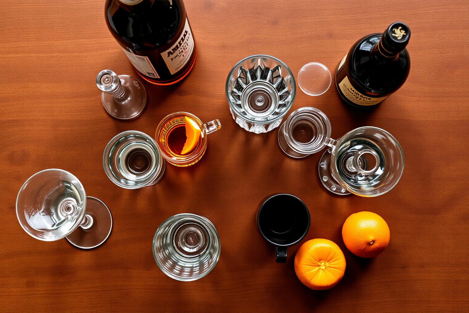 A collection of cocktail glasses for serving amaro