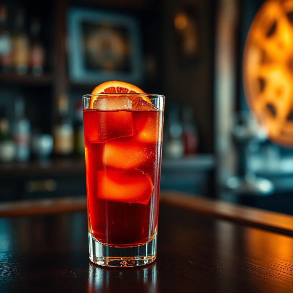 Americano amaro cocktail served in a coupe glass