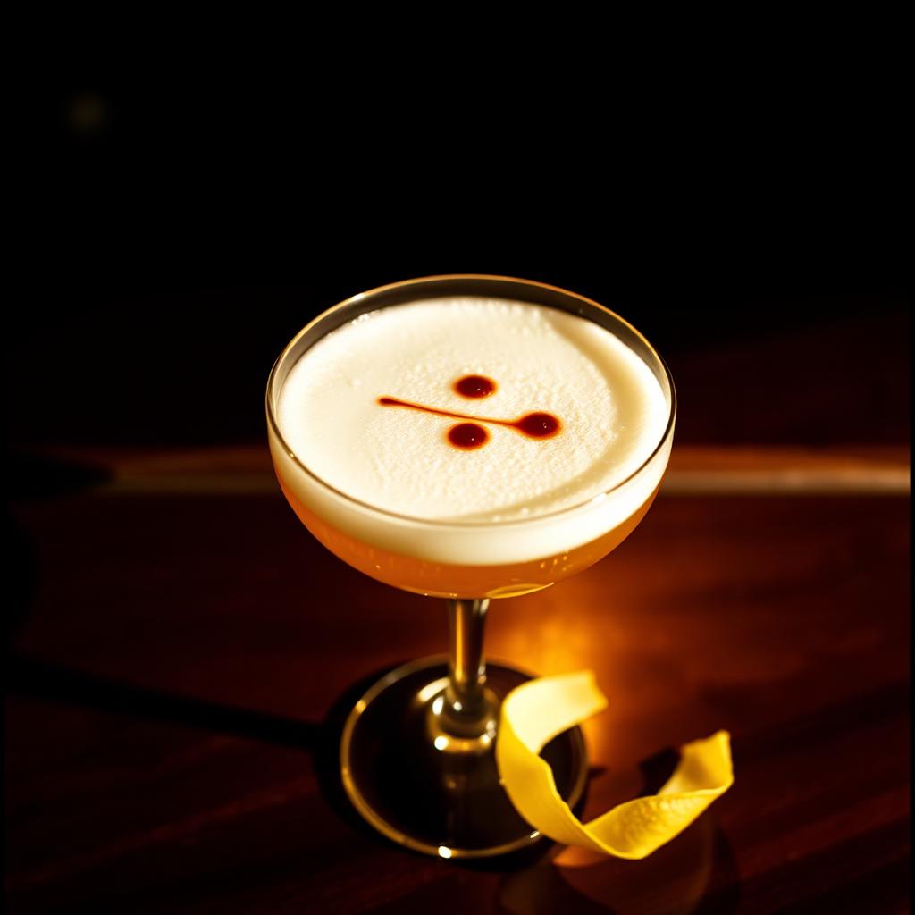 Averna Sour amaro cocktail served in a coupe glass