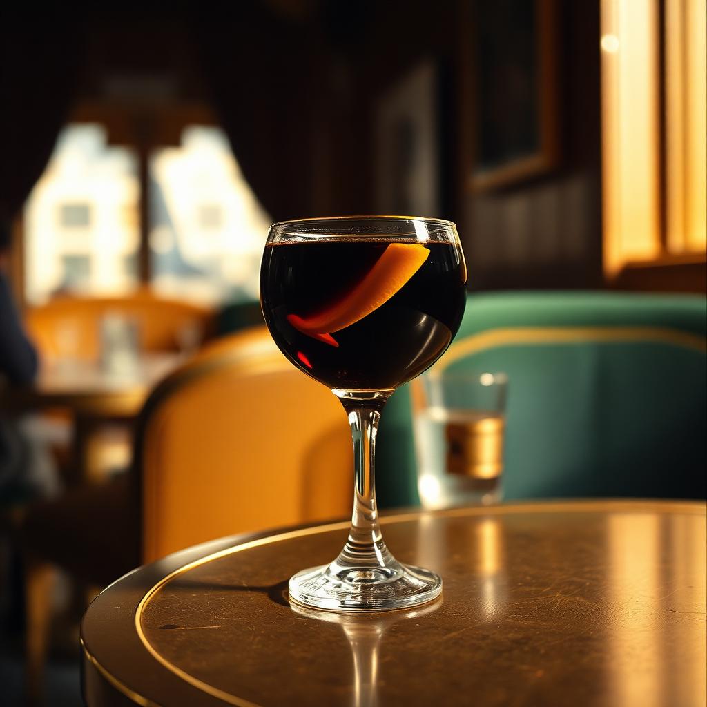 Bitter Giuseppe amaro cocktail served in a coupe glass