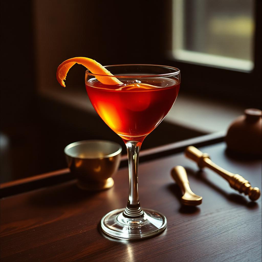 Hanky Panky amaro cocktail served in a coupe glass