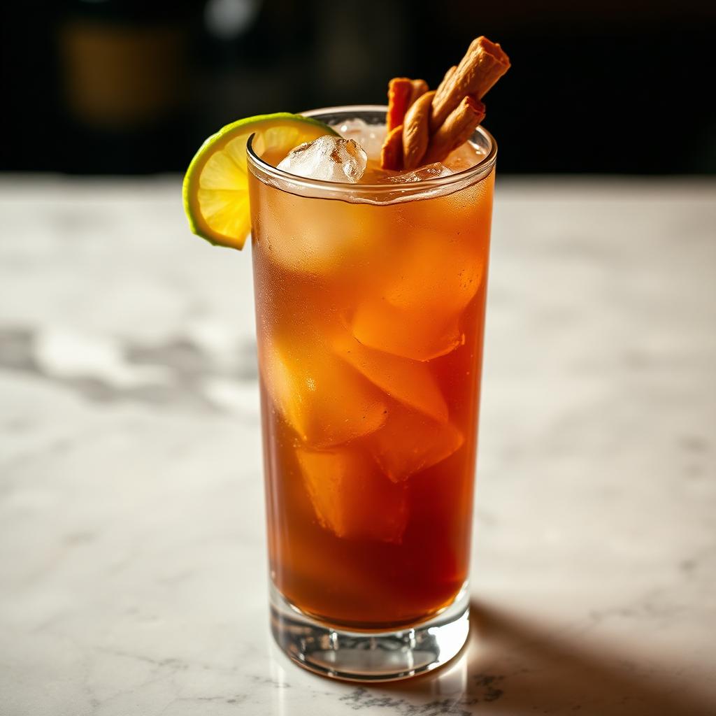 Italian Buck amaro cocktail served in a coupe glass