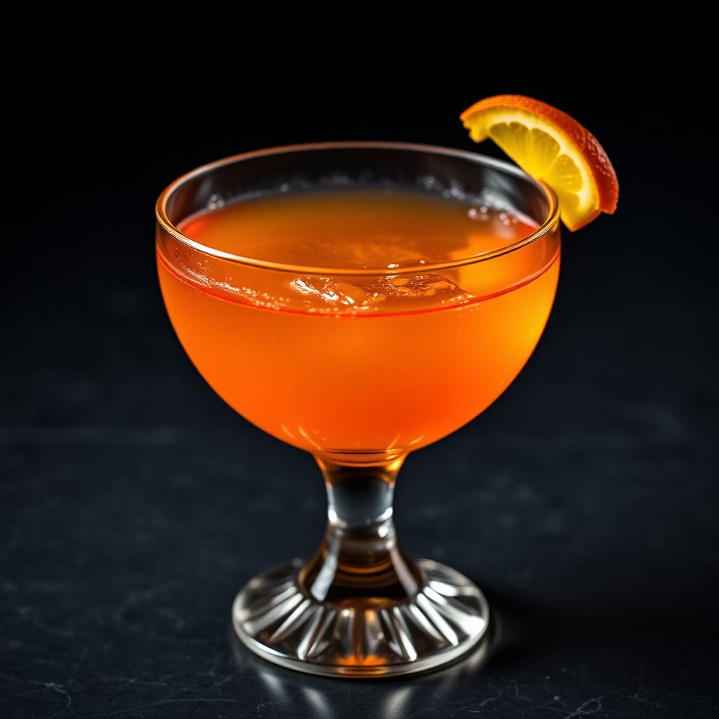 Naked & Famous amaro cocktail served in a coupe glass