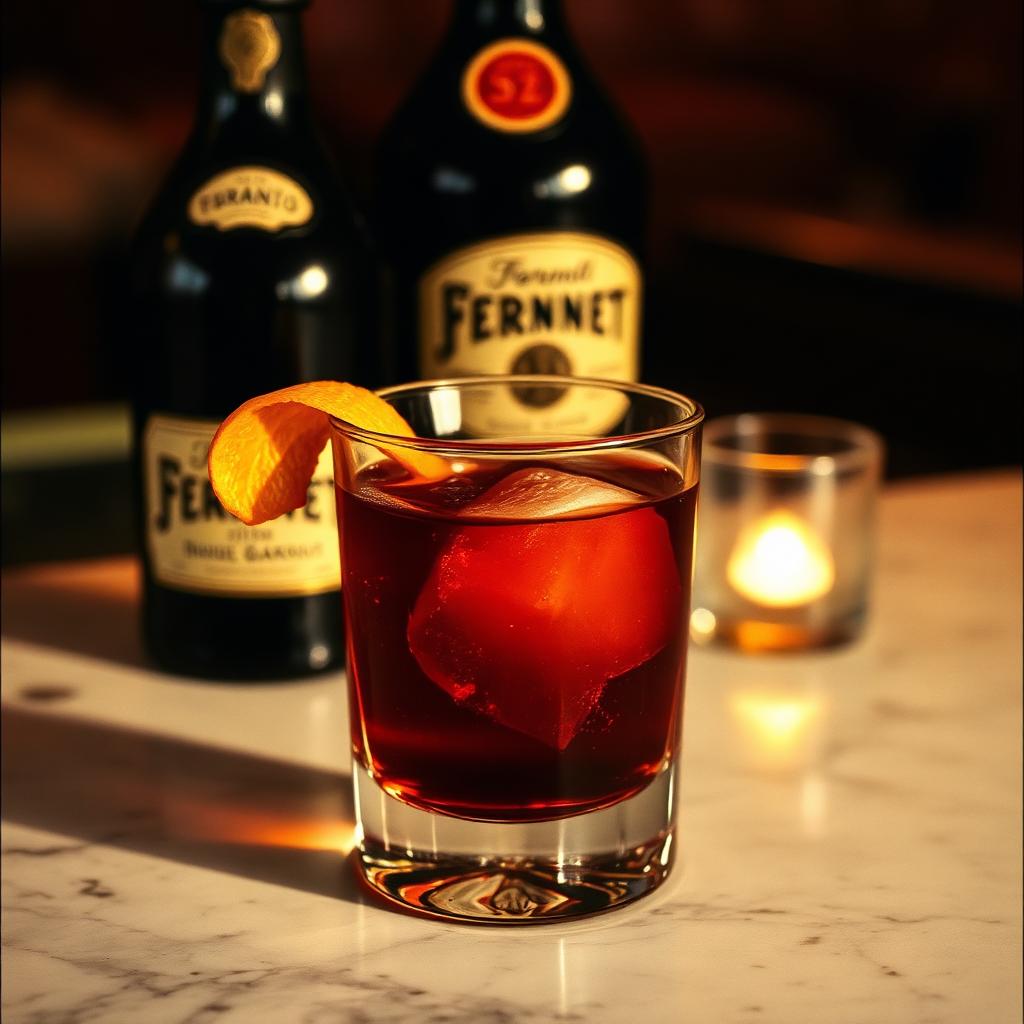 Toronto amaro cocktail served in a coupe glass